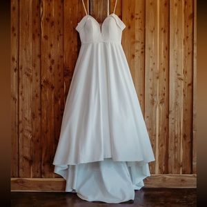 Satin off the shoulder wedding dress